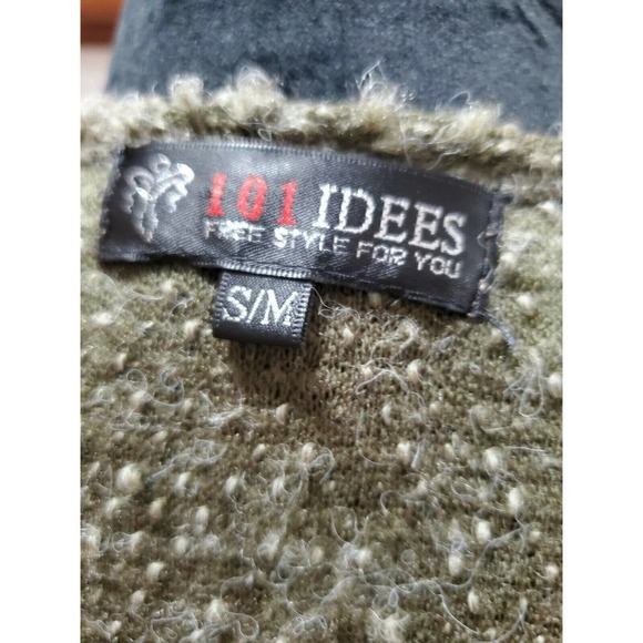 101 Idees Women's Green Cotton & Acrylic Sleeveless Knit Sweater Size Small - Picture 9 of 12